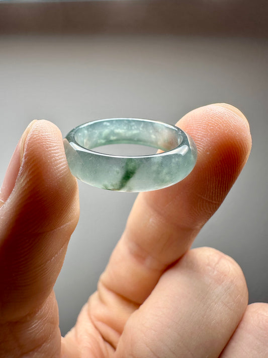 Jadeite Ring (Burma, Green/Blue Weaver, 18.8mm)
